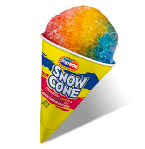 Colorful snowcone with flavored syrup