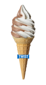 Twist ice cream cone with and chocolate