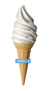 Vanilla ice cream cone on a waffle cone